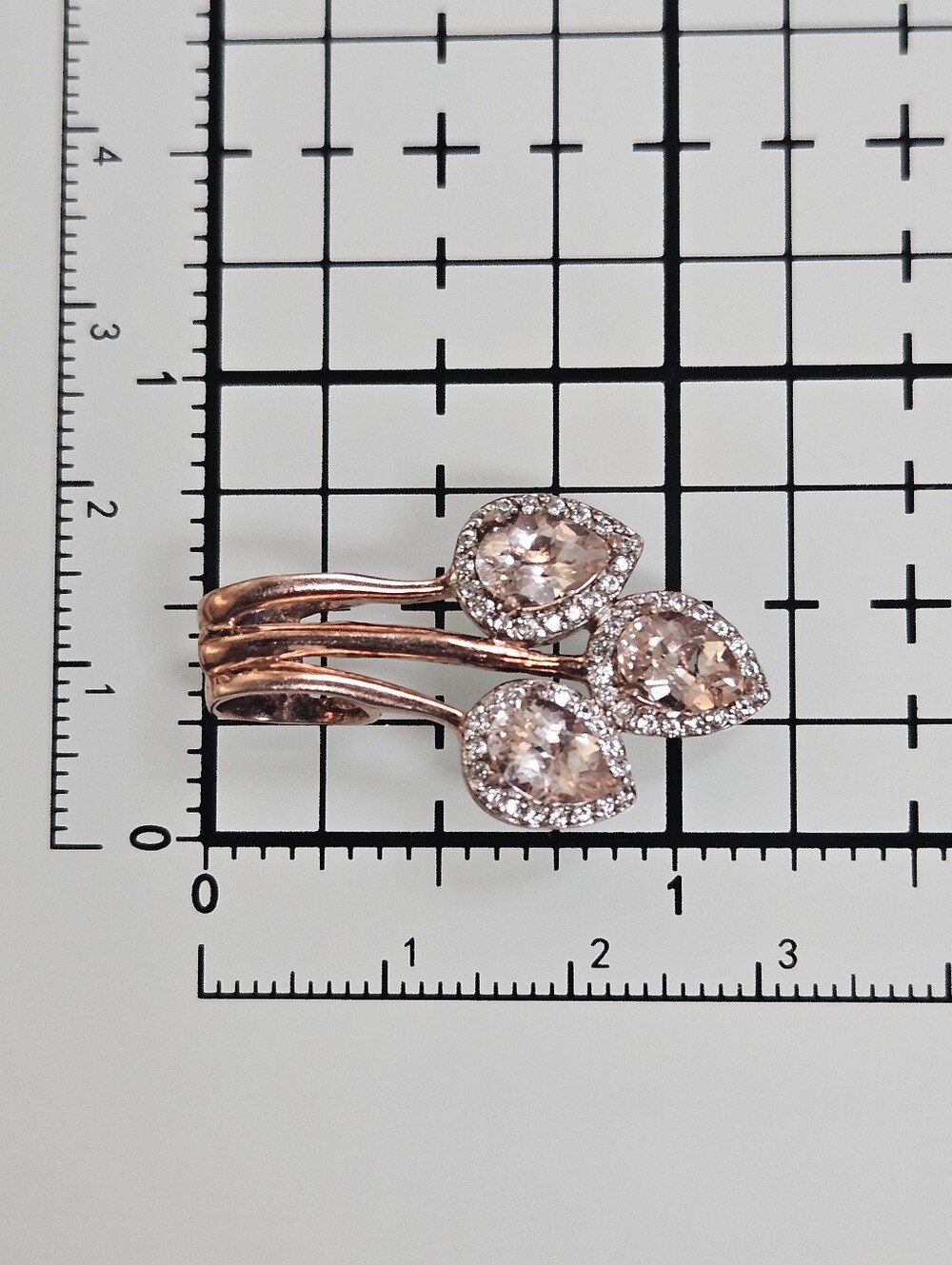 925 Morganite Rose Gold Plated Halo Tear Drop Pendant - Picture 6 of 6